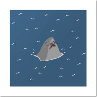 Shark with mustache Posters and Art